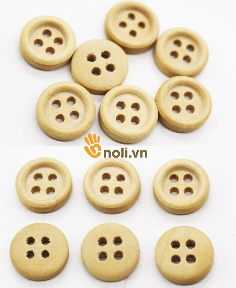 Cúc gỗ vintage 4 lỗ (Gói 10 cái)