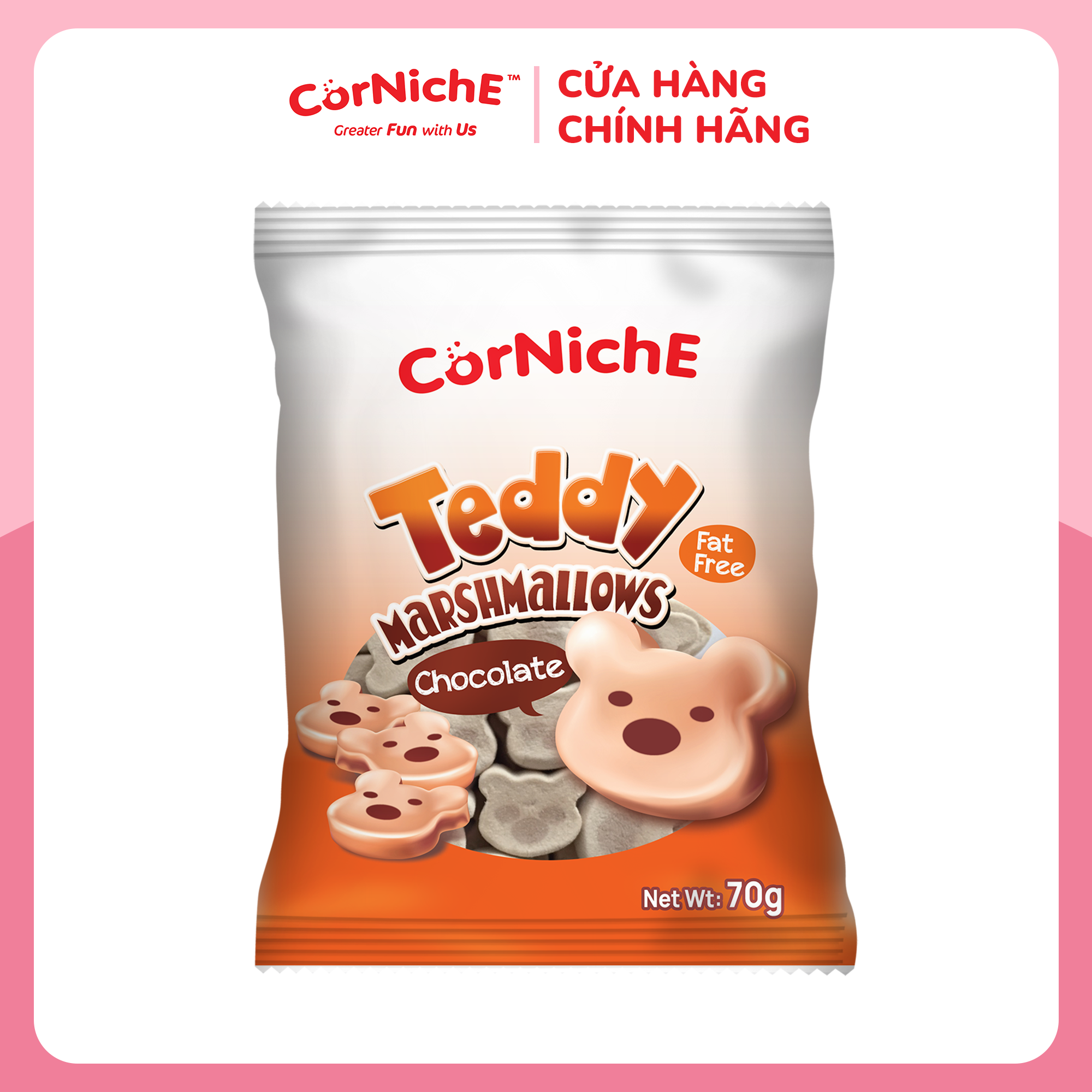 Kẹo xốp marshmallows hình gấu vị socola 70g