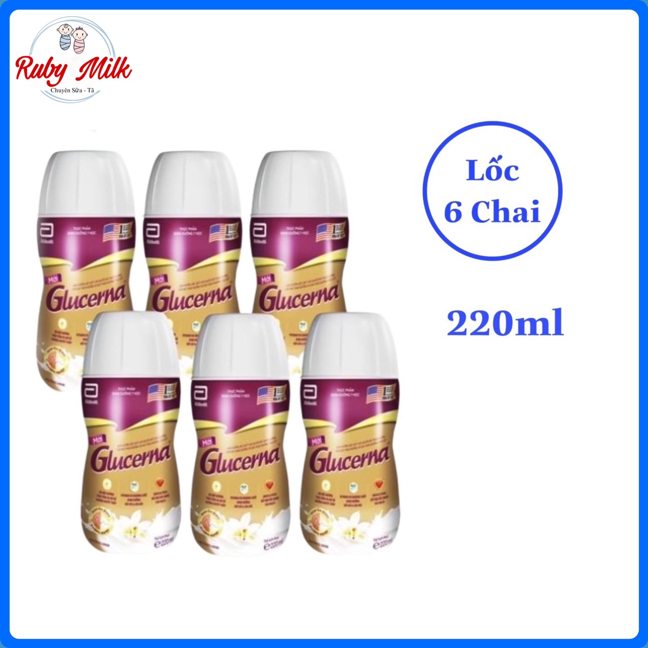Lot of 6 Bottles of Glucerna Ready-To-Drink Milk 220ml (New Bottle Model)