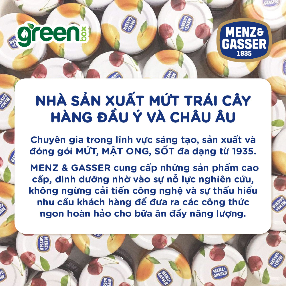 Mứt mơ Menz Gasser nhập khẩu Ý hũ 340g