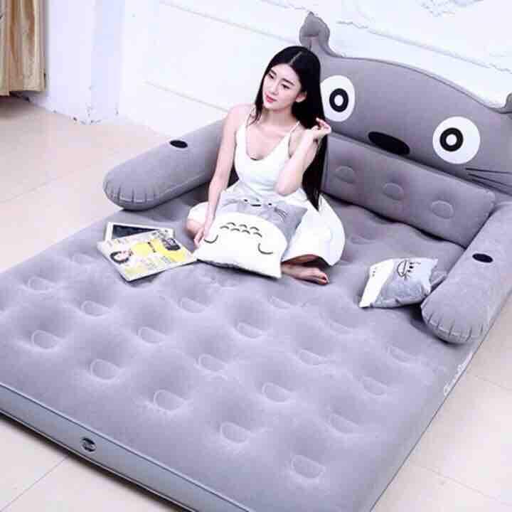 Giường hơi Totoro xám 1m2 x 2m kèm bơm điện