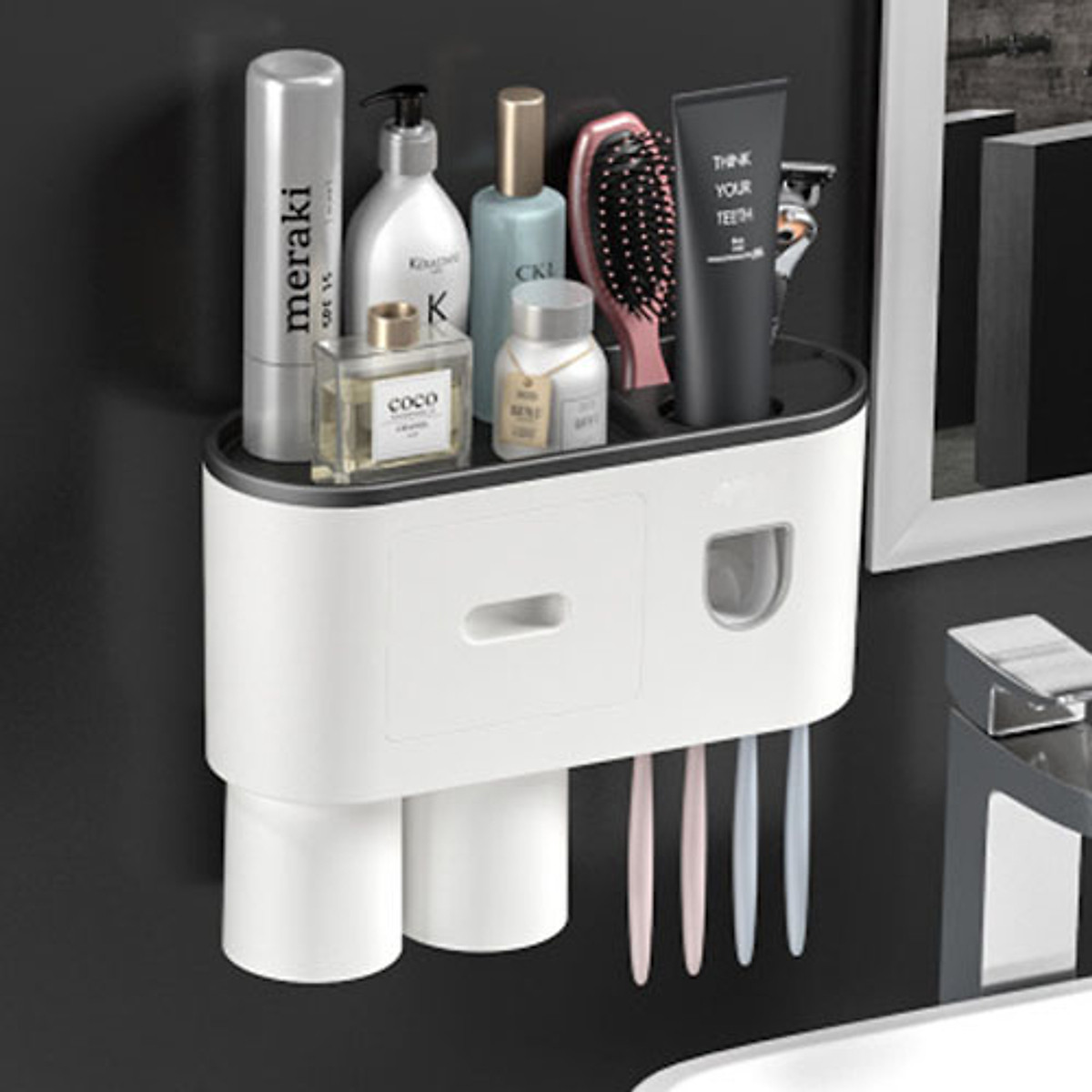 BÁO GIÁ Kệ Để Bàn Chải Kem Đánh Răng | Shopee Lazada Sendo Tiki mới nhất 26 Kệ Để Bàn Chải Kem Đánh Răng Liền 2 Cốc OENON, Cốc Hút Từ Tính Nhả Kem Đánh Răng Tự Động Không khoan tường