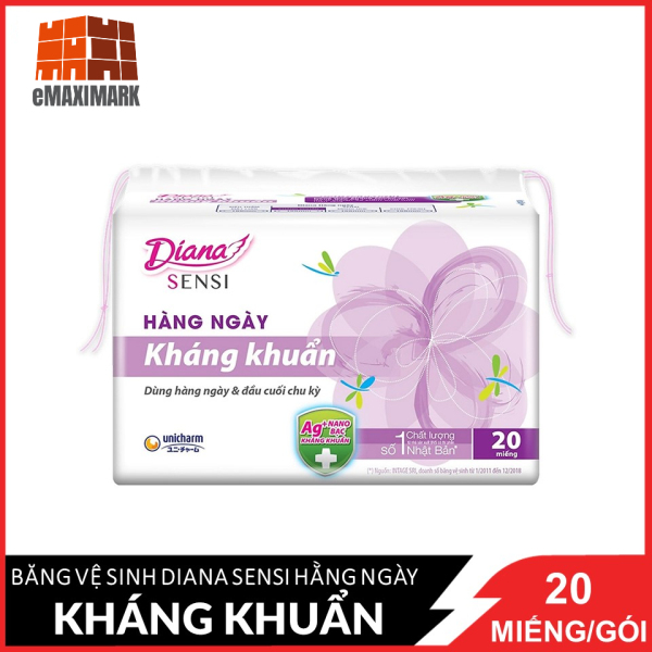 [HCM]Băng vệ sinh hàng ngày Diana Sensi hàng ngày kháng khuẩn (Tím) 20 miếng/gói nhập khẩu