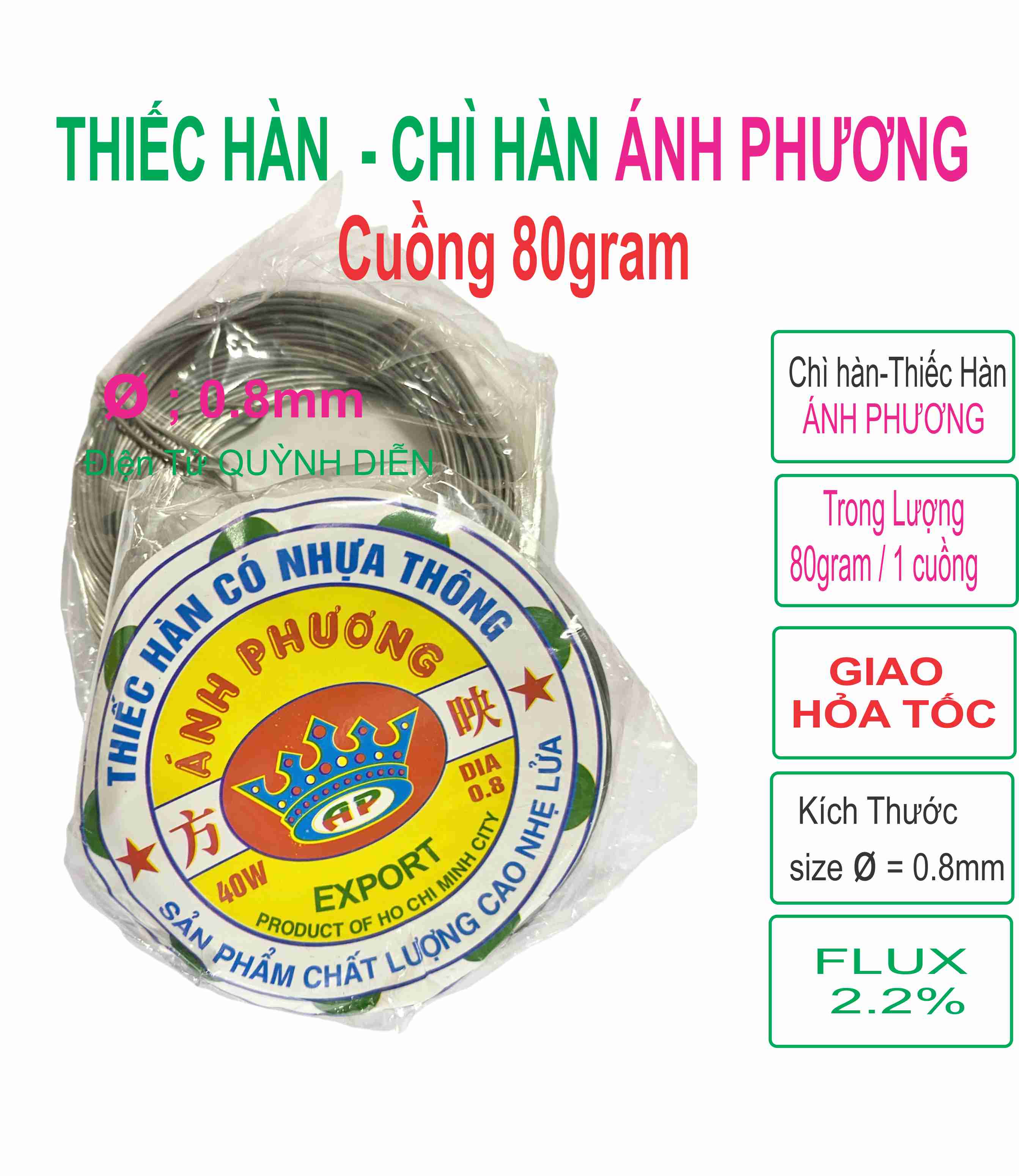 Chì hàn ánh phương cuộn 80gr 0.8mm