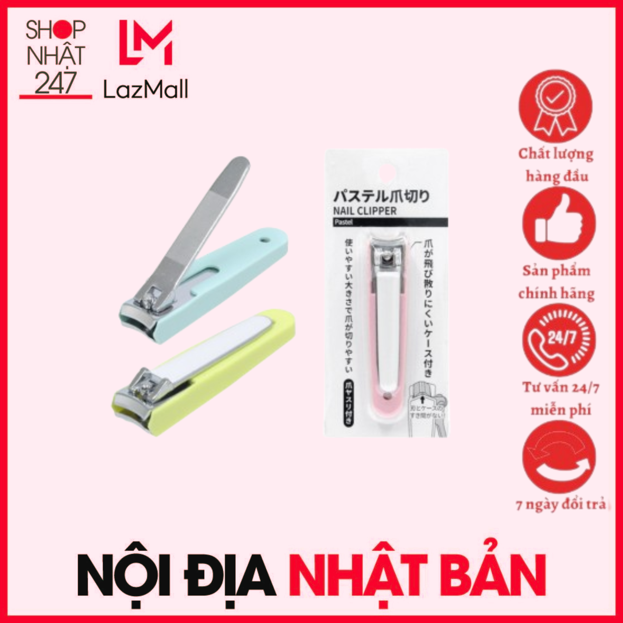 Bấm móng tay màu Echo Pastel 8.7cm Nội địa Nhật Bản