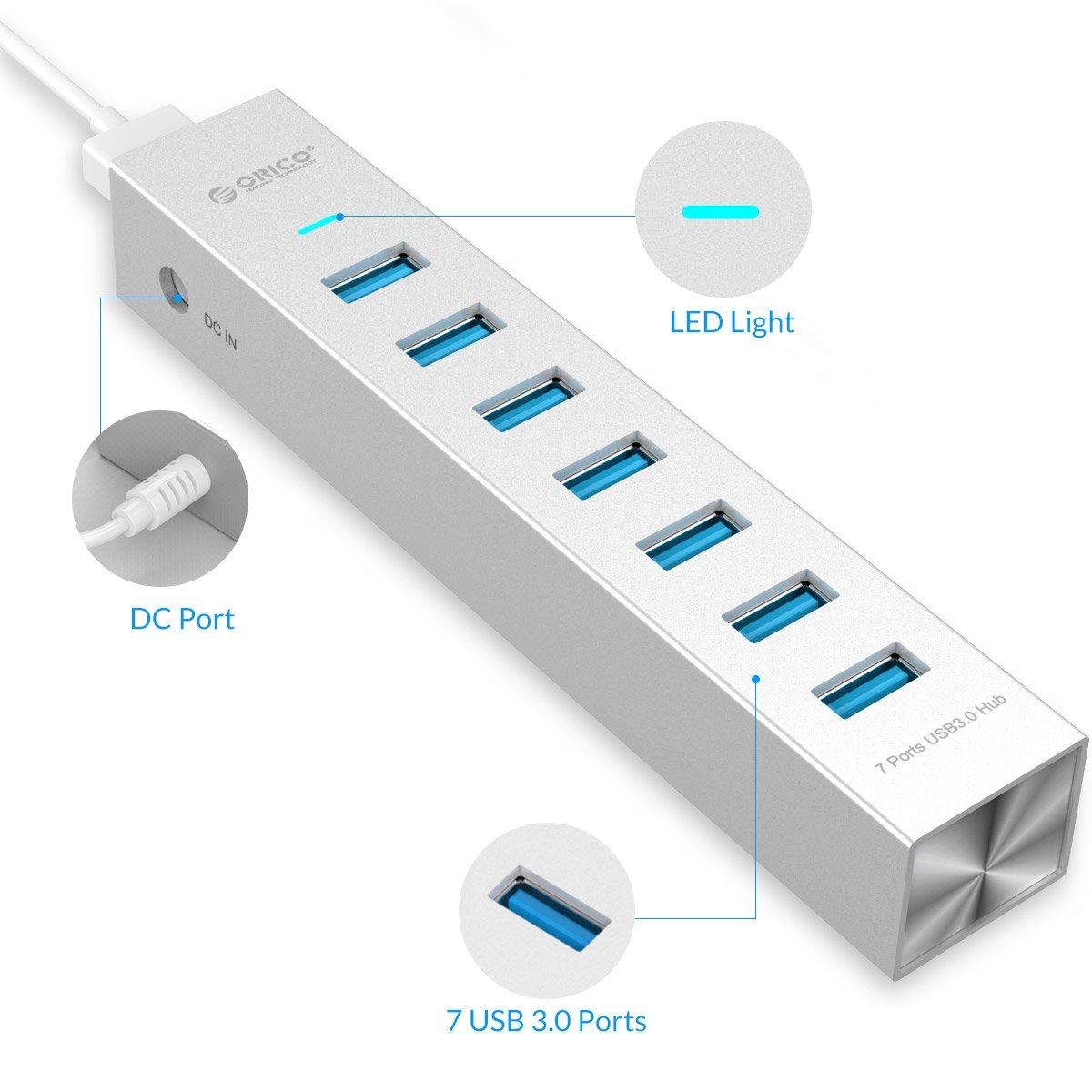 Bộ chia USB HUB 7 cổng USB 3.0 Type C Orico ASH7-U3