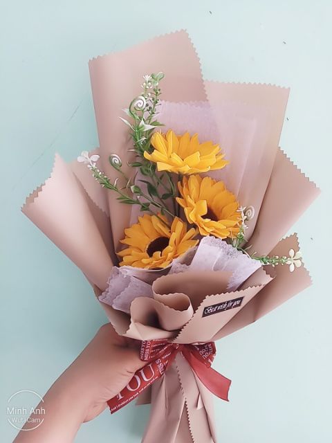 Bó hoa hướng dương sáp thơm 3 bông