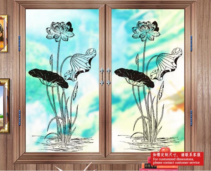 [HCM]Decal Dán Kính Cao Cấp - Cây Hoa Sen thân dài  ( 60x116 )-DK1061