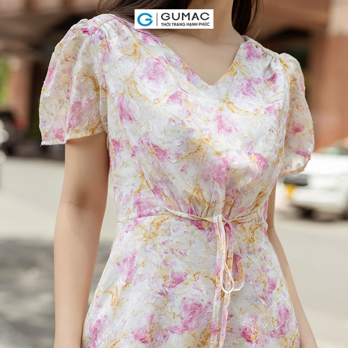 [BST MỚI RA MẮT THÁNG 6] Đầm hoa thắt nơ eo thời trang GUMAC DD06015