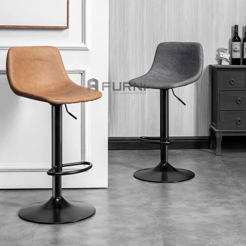 BÁO GIÁ Có Nên Làm Đảo Bếp | Shopee Lazada Sendo Tiki mới nhất 22 Ghế đảo bếp ghế quầy bar tăng giảm độ cao có lưng tựa nệm bọc simili màu nâu và màu xám chân sắt CB2272A-P nhập khẩu HCM / The beautiful modern bar stools and chairs in Ho Chi Minh. Brown / Grey Bar Stool Rise and Fal
