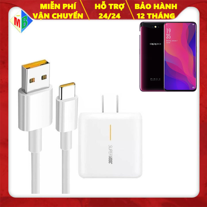 Bộ sạc nhanh supervooc 65w cho oppo find x chui type c chính hãng