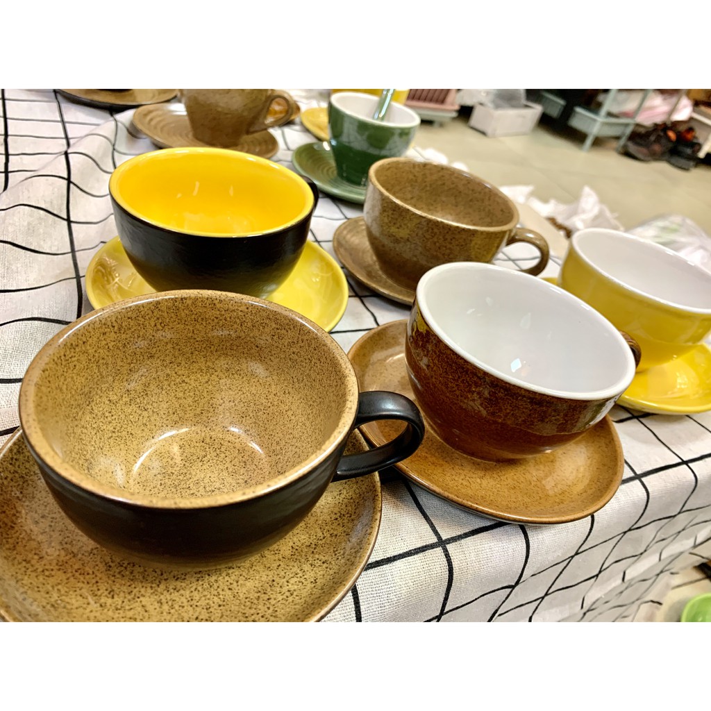 [Sỉ] Bộ Ly Tách Sứ Uống Cafe Cappuccino Đủ Màu Gốm Bát Tràng Đẹp Cao Cấp Giá Rẻ 250ml