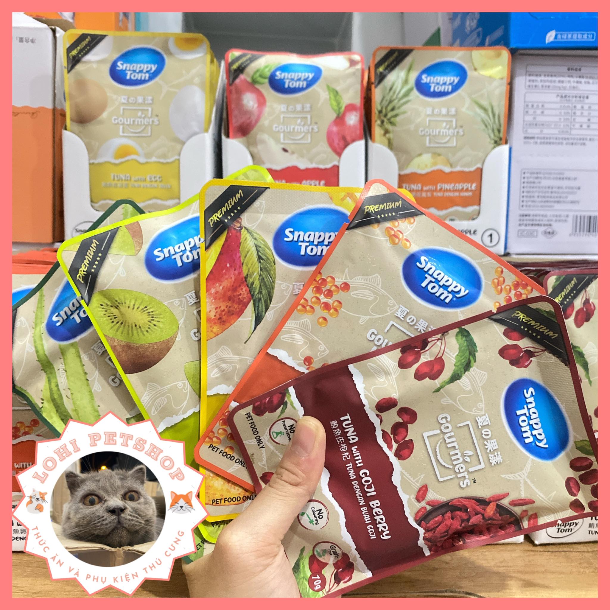Thức ăn pate snappy tom trái cây cho mèo gói 70gr