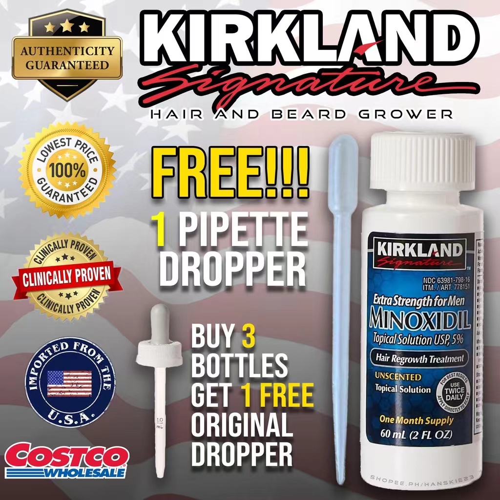 Minoxidil Kirkland 5% Minoxidil với giọt miễn phí (60ml mỗi chai)
