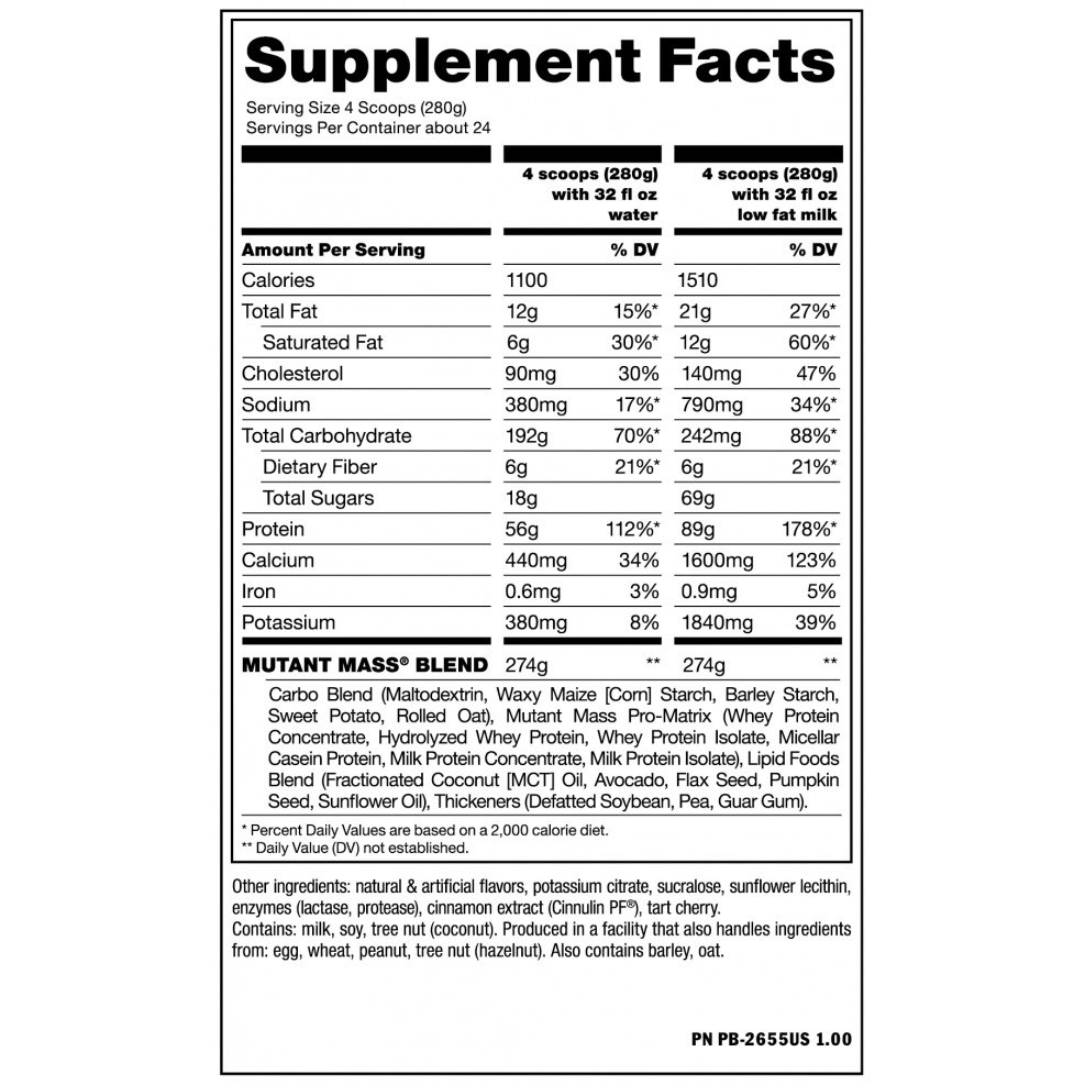 Sữa Tăng Cơ Mutant Mass Protein 5Lbs - 2.27kg