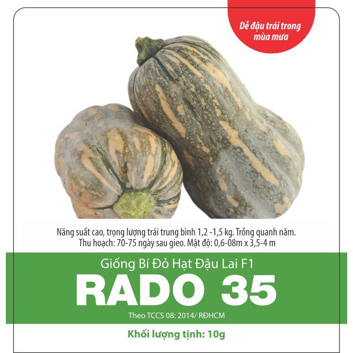 HẠT GIỐNG BÍ ĐỎ RADO 35- HẠT BÍ ĐỎ