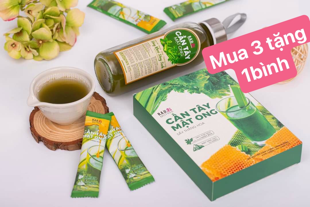 Cần tây mật ong MOTREE hộp 14 gói - MUA 3 TẶNG 1 BÌNH NƯỚC THỦY TINH CAO CẤP