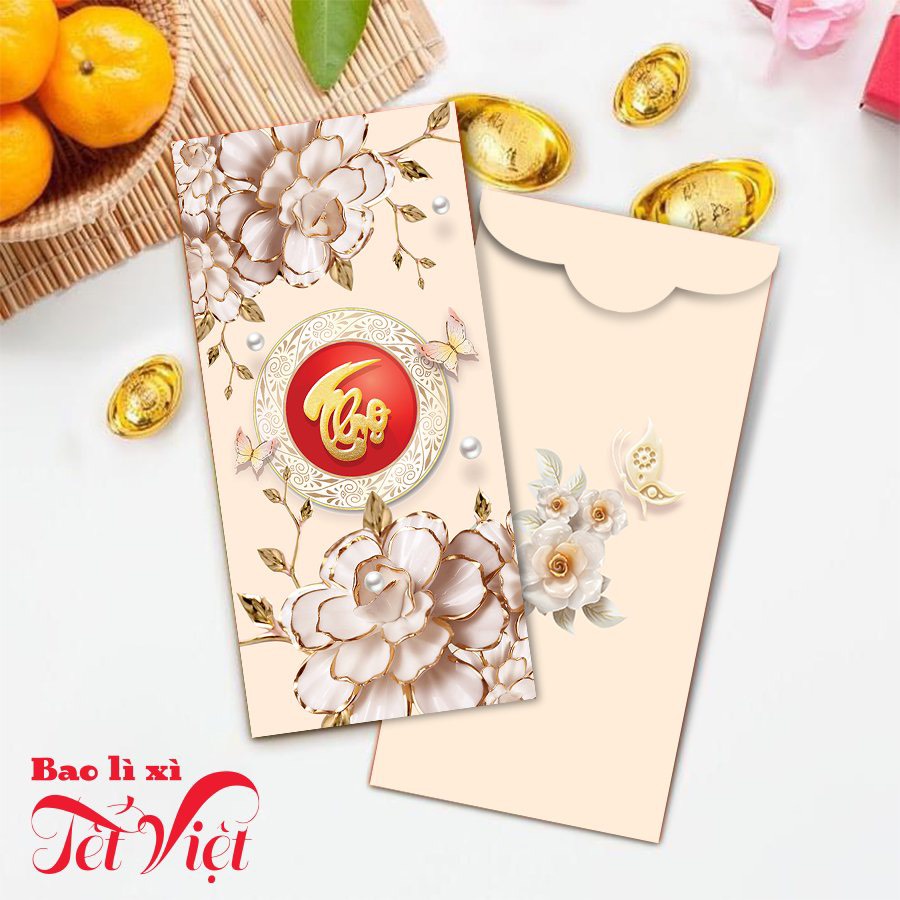 Combo 100 Bao Lì Xì Hoa Sen Trắng Phúc Lộc Thọ