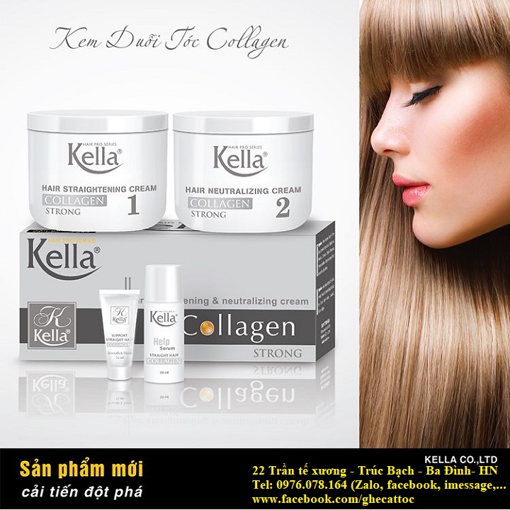 Kem duỗi tóc Collagen Kella 500mlx2