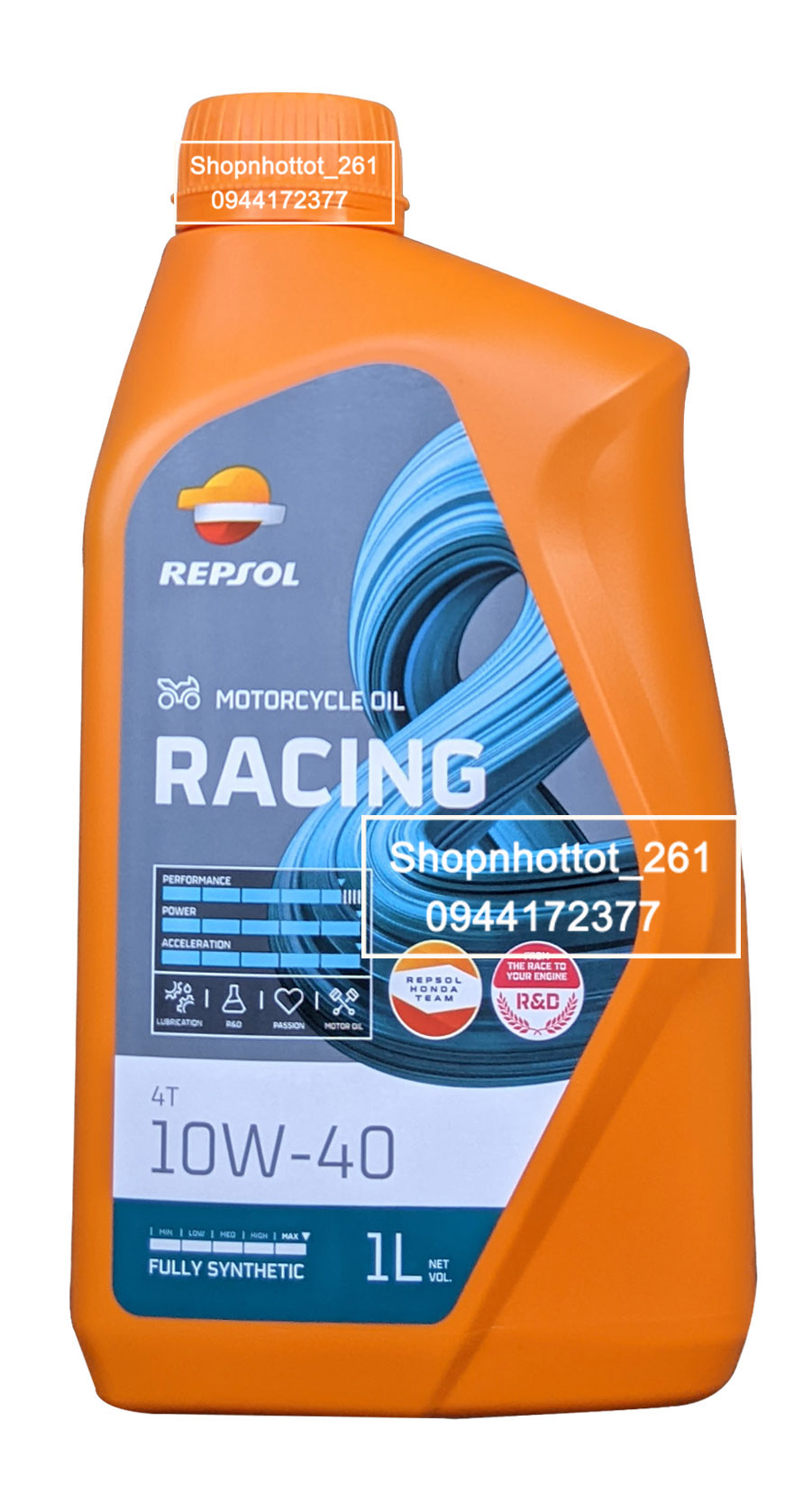 Chai 1l dầu nhớt xe số-côn tay repsol racing 10w40