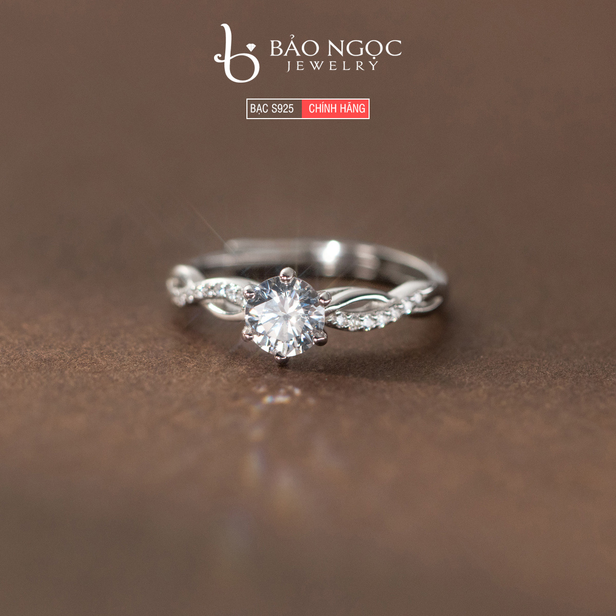 Nhẫn bạc nữ s925 đính đá cz, nhẫn đeo tay đơn giản bện dây - n2900 - bảo ngọc jewelry