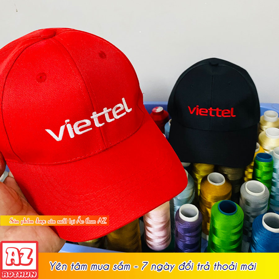 Nón kết thêu logo Viettel (kết thường, 3 màu đen trắng đỏ) AT42