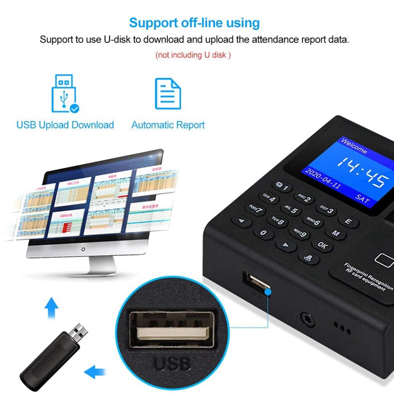 Biometric RFID Access Control System RFID Keypad USB Fingerprint System Electronic Time Clock Attendance Machine máy thẻ thời gian