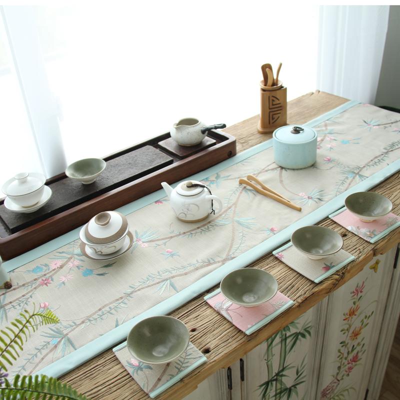 Ban Đầu Handmade Trà Khăn Trải Bàn Trà Cờ Zen Bông Vải Nghệ Thuật Cờ Phong Cách Trung Hoa Phong Cách Trung Quốc Khăn Lau Dụng Cụ Uống Trà Phong Cách Nhật Bản Tao Nhã Trà