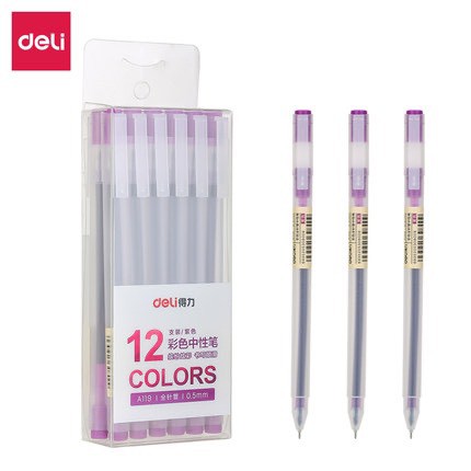 Bút gel tím deli a119 ngòi 0.5mm