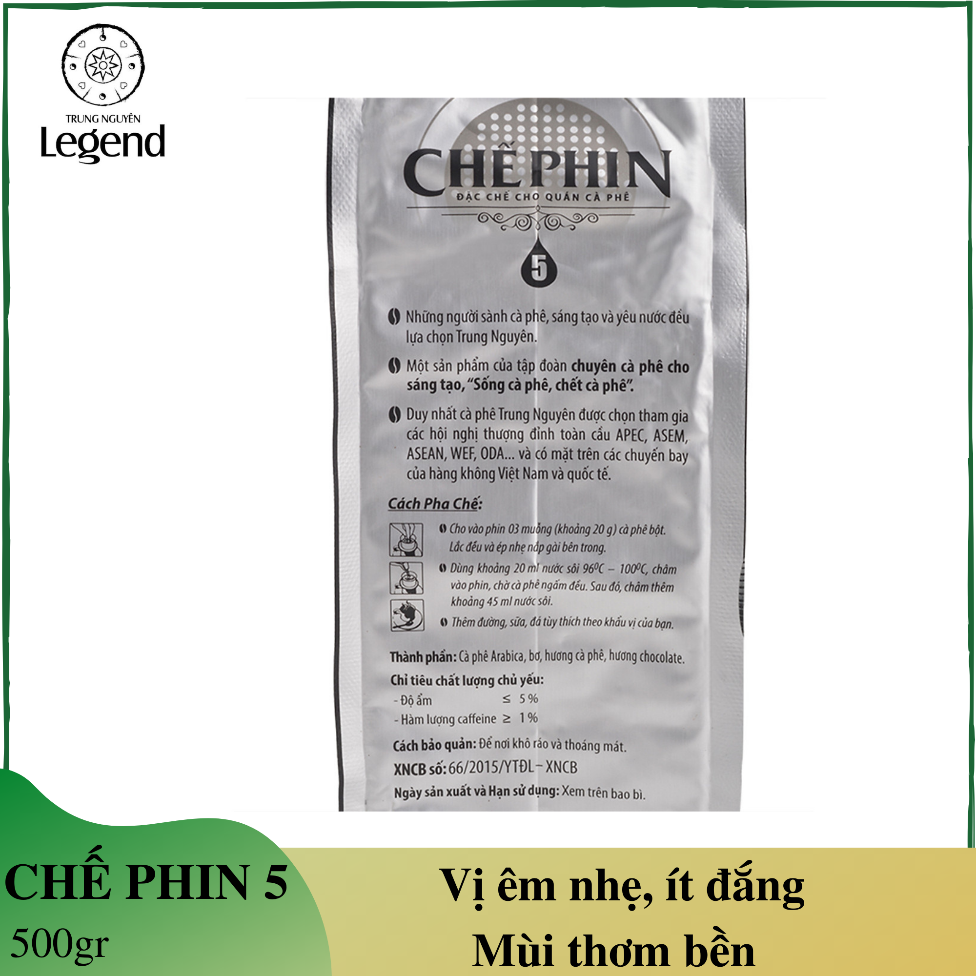 Cà phê chế phin 5 Trung Nguyên - gói 500gr
