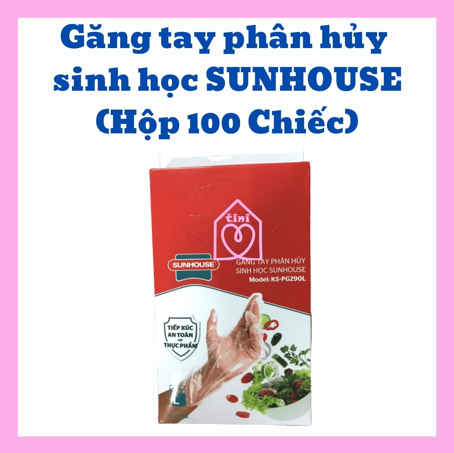SET 100 GĂNG TAY TỰ HỦY SINH HỌC SUNHOUSE, BAO TAY SỬ DỤNG 1 LẦN HỘP 100 CÁI , găng tay  dùng 1 lần, đảm bảo vệ sinh làm bếp nấu ăn, ăn hải sản, bán quán ăn nhà hàng, nhựa tự hủy bảo vệ môi trường thay cho nylon, gloves