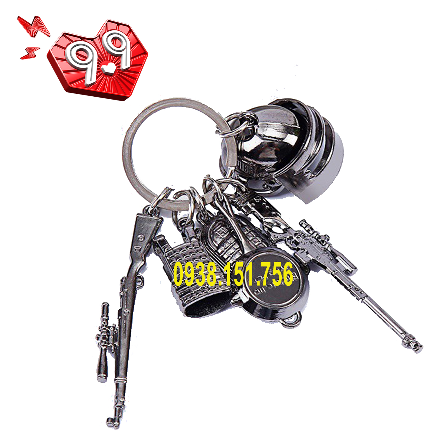 Bộ 6 Móc Khóa Pubg Mini Coper (Ka98  chảo  nón 3  balo 3  giáp 3  Awm )