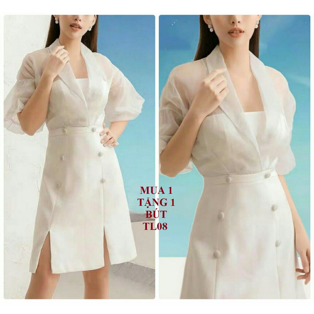 (S M L XL) ĐẦM DỰ TIỆC TRẮNG PHỐI VOAN KIẾNG