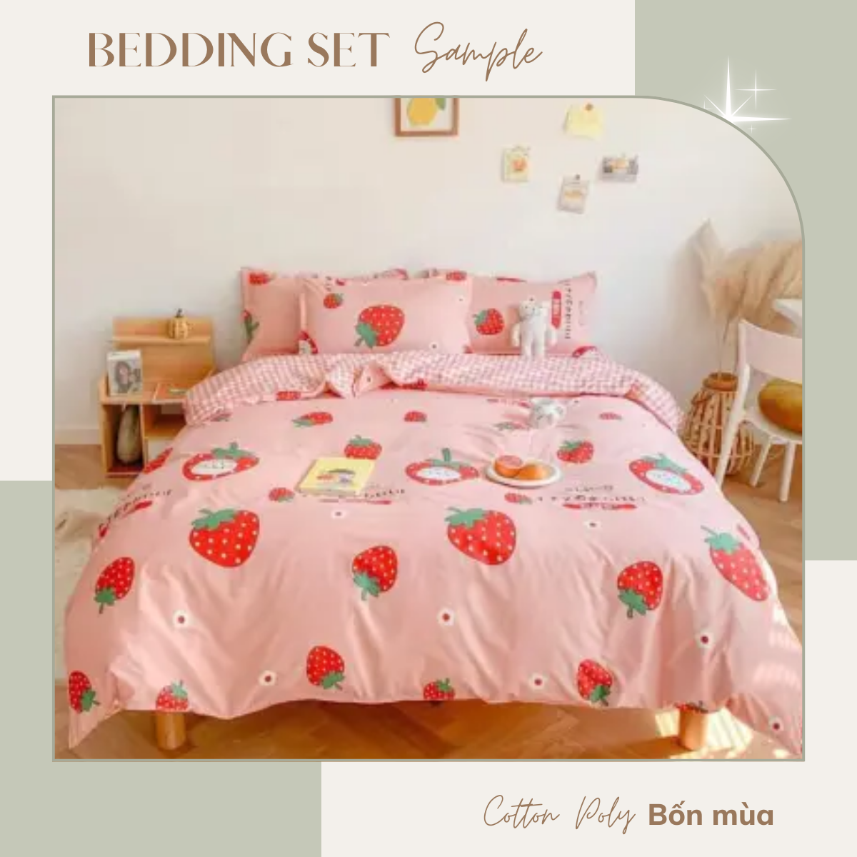 Bộ Ga gối 3 món Cotton poly bốn mùa đủ size
