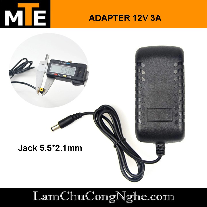Nguồn adapter 12V 3A jack DC 5.5x2.1mm