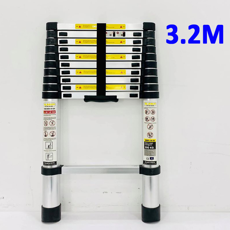 Thang nhôm rút đơn xếp gọn 5m1 SUMIKA SK 510 New ( màu bạc ). An toàn – Tiện lợi – Tiết kiệm ,15 bậc, tải trọng 300kg, bảo hành 2 năm.
