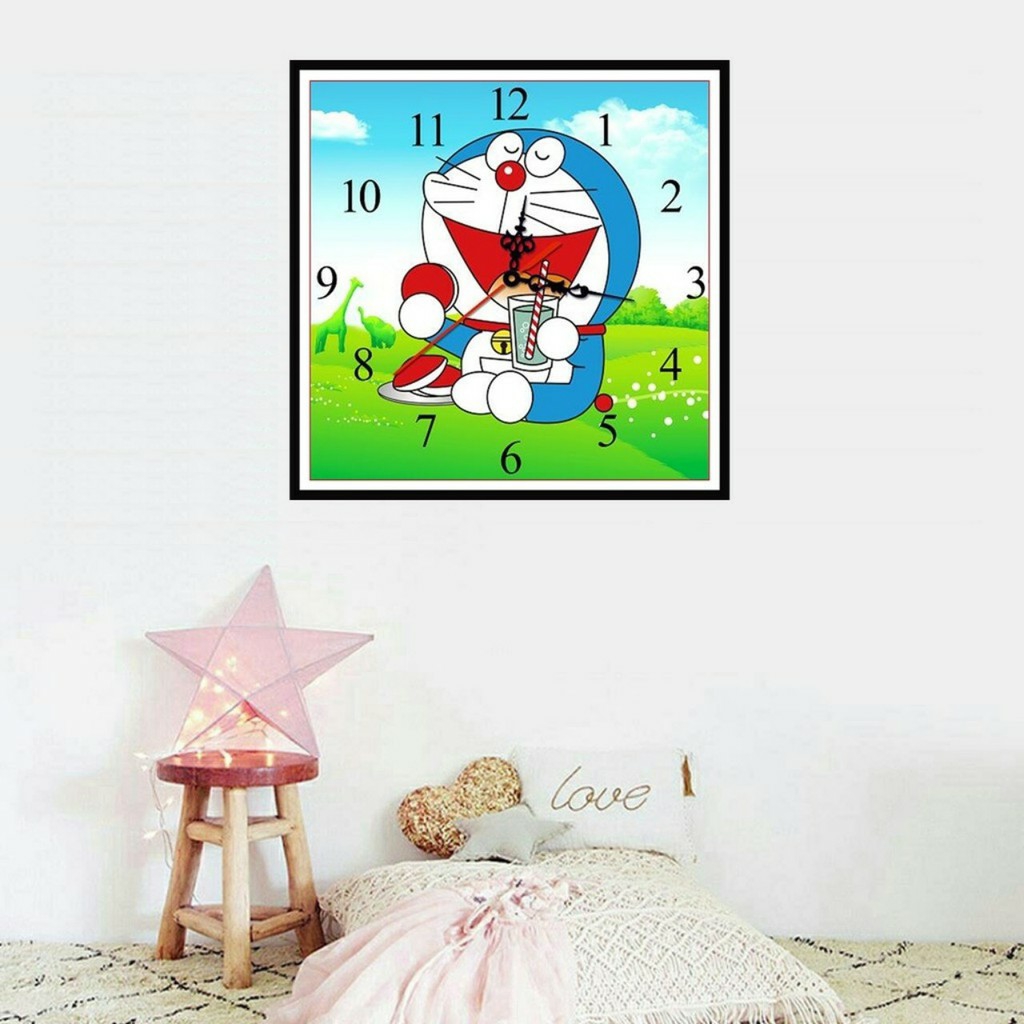 tranh đính đá đồng hồ Doremon 40x40cm - VS224