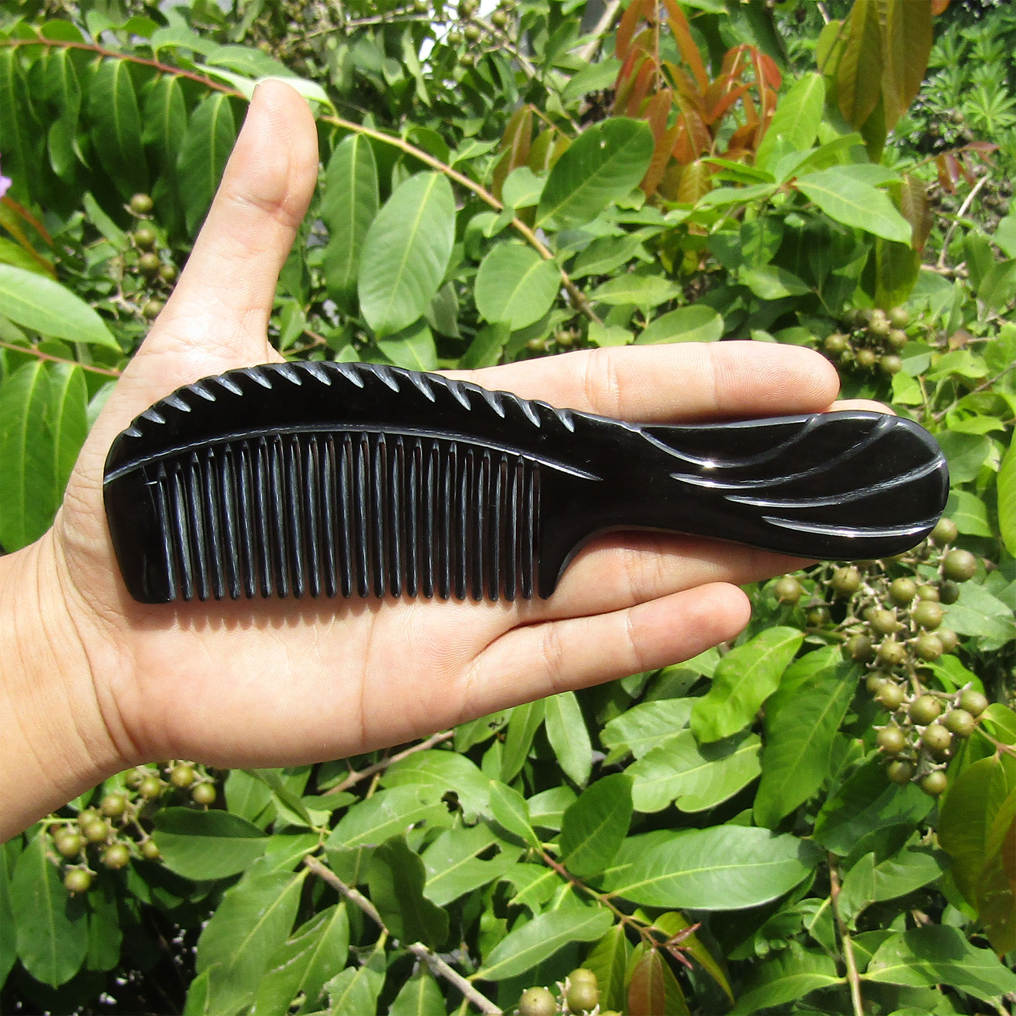 Lược Sừng Chuôi Khứa Cao Cấp Xuất Nhật Màu Đen