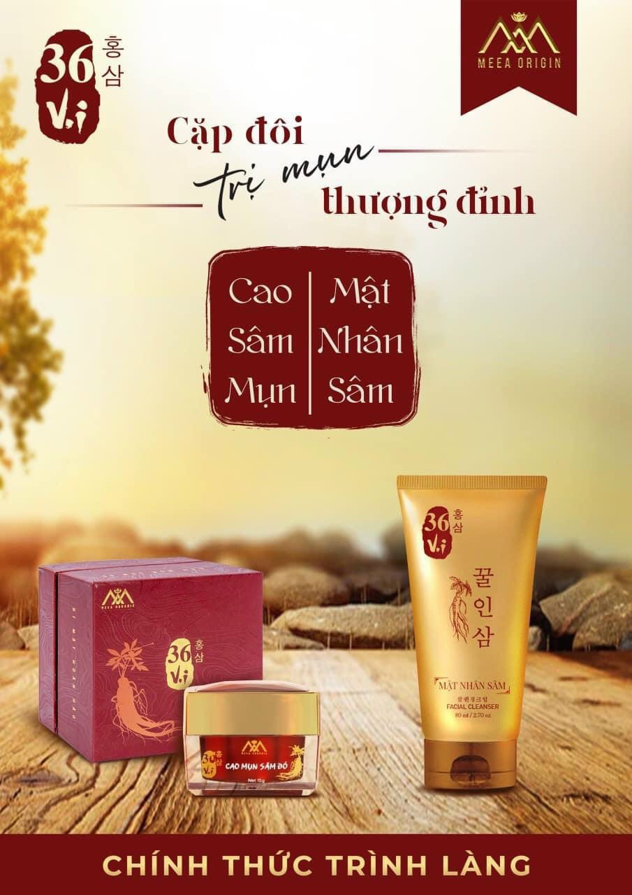 Combo cao mụn sâm đỏ + Sữa rửa mặt mật nhân sâm 36 vị MEEA ORGANIC sản phẩm dành cho da dầu mụn