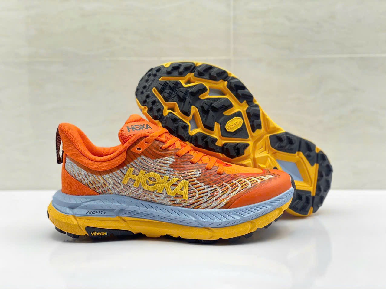 Giày thể thao nam nữ, giày hoka one mafate speed 4, chuyên chạy bộ, tập gym, thể dụcmàu cam
