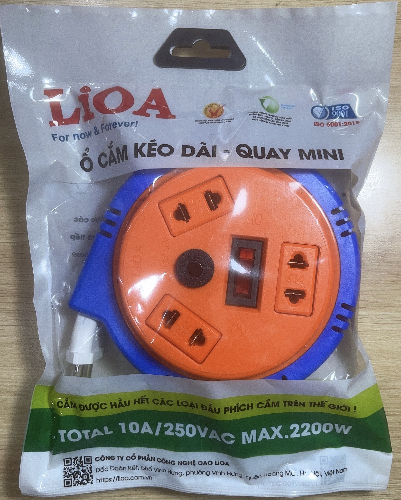 Ổ cắm quay tay lioa oqmn3-3 10a - kiểu đĩa bay mini