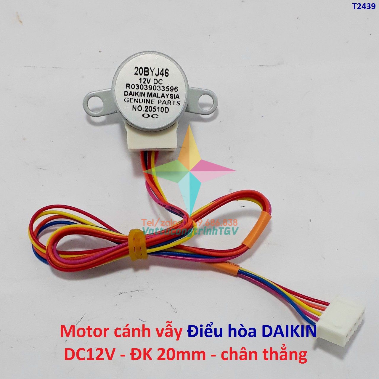Motor cánh vẫy Điểu hòa DAIKIN DC12V đường kính 20mm chân thẳng
