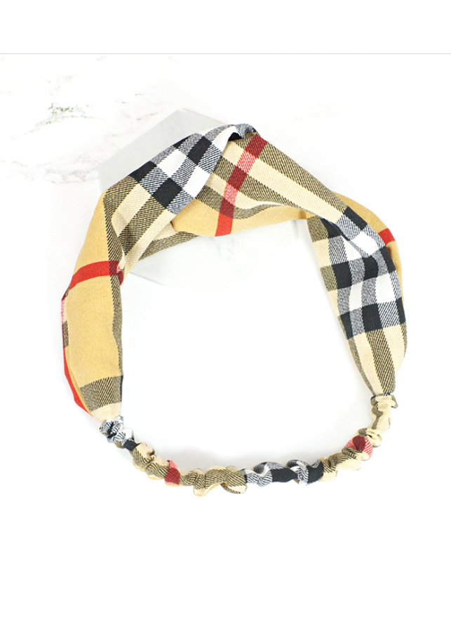 Băng đô turban vải không nhăn bản to kẻ basic