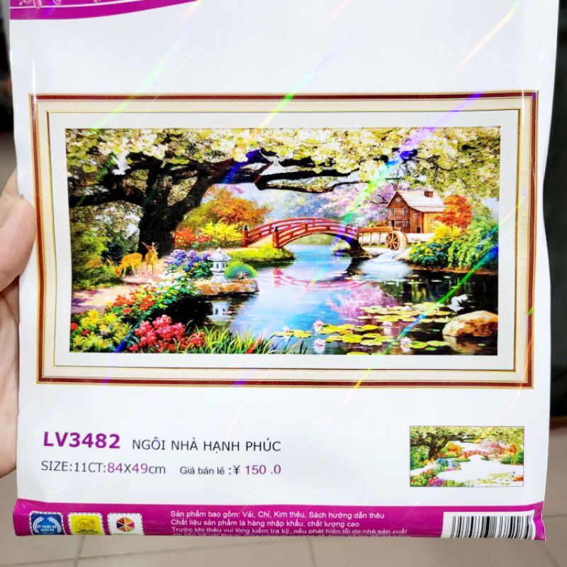 [HCM]Tranh thêu chữ thập ngôi nhà hạnh phúc LV3482 - kích thước 84 * 49