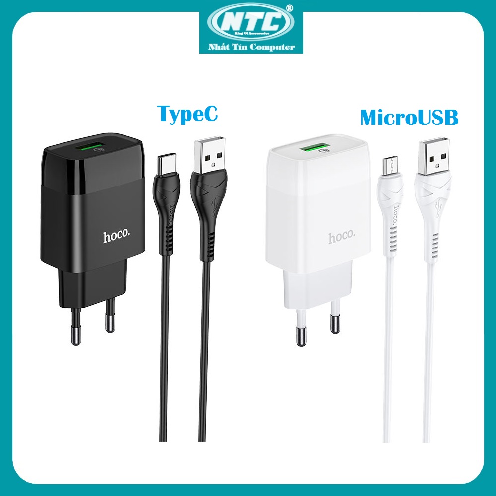 Cốc sạc và Bộ sạc nhanh Hoco C72Q Glorious QC3.018W output chân tròn (Màu ngẫu nhiên) - Hãng phân phối chính thức - Nhất Tín Computer