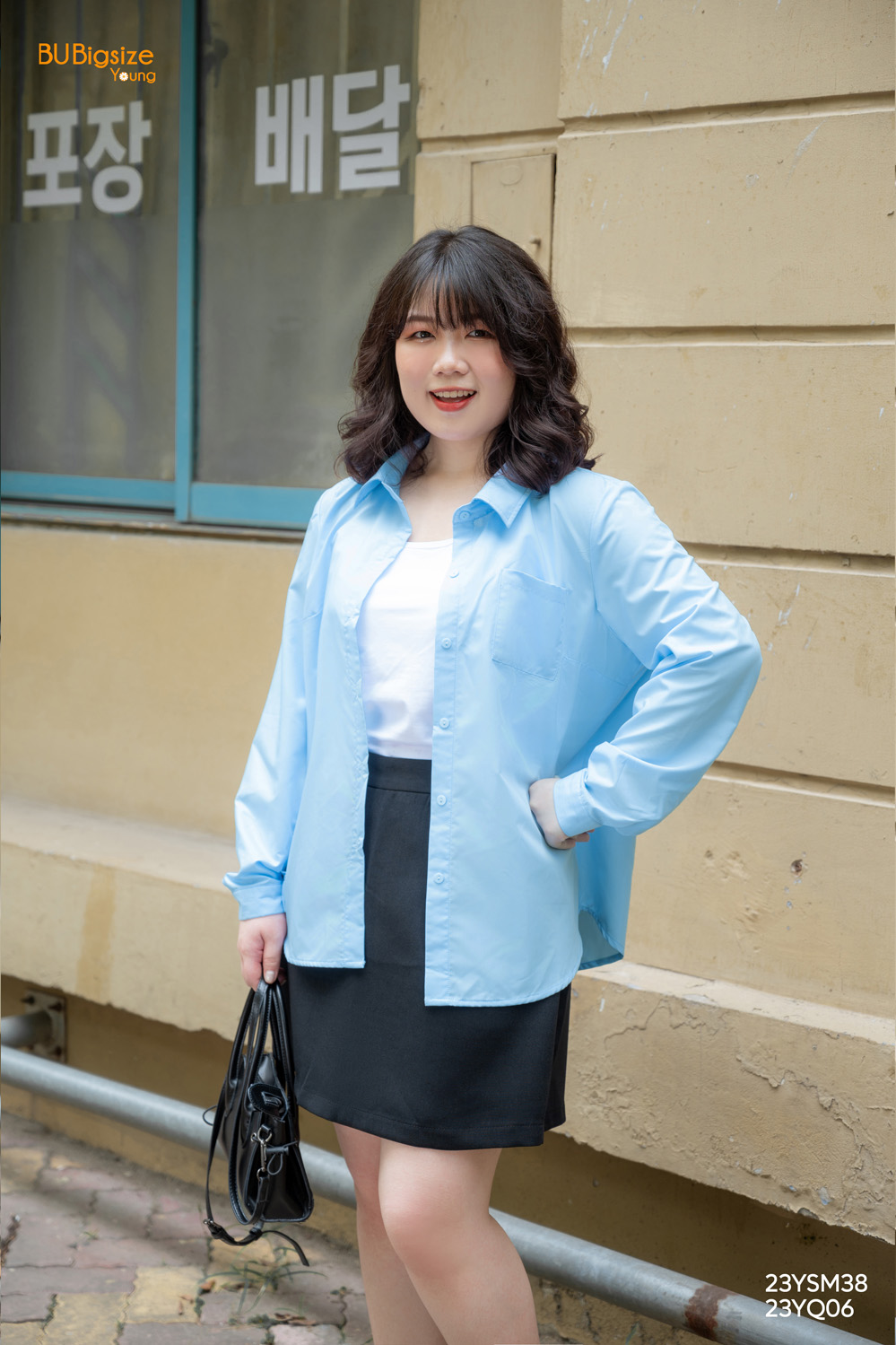 Áo sơ mi đuôi tôm túi vuông BIGSIZE (55kg đến 95kg) - 23YSM38 - [BU Bigsize Young]