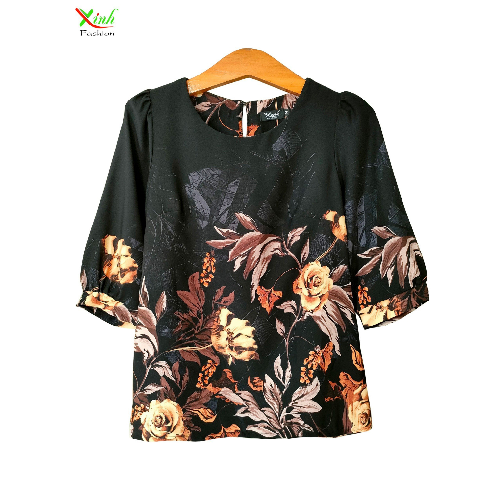 Áo Lụa Mango Cao Cấp Họa Tiết Hoa In 3D Sang Trọng