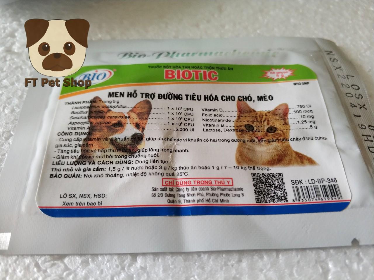 10 Gói Men Tiêu Hóa Cho Chó Mèo BIOTIC 5gam