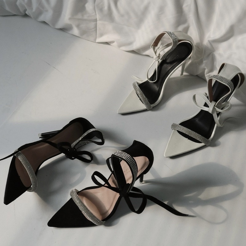 Giày cao gót nữ mũi nhọn đính đá thắt nơ Myra Heels 25 STUDIO