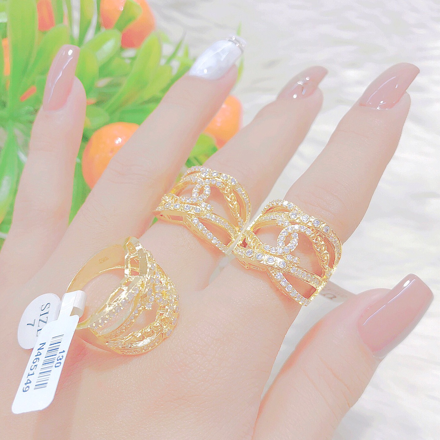 Nhẫn Vàng 18k Hột Xoàng Cao Cấp Dùng Đi Tiệc - JURI SHOP N1705173 - Chất Liệu Lõi Bạc, Bên Ngoài Mạ 3 Lớp Vàng, Bạc - Cam Kết Không Đen